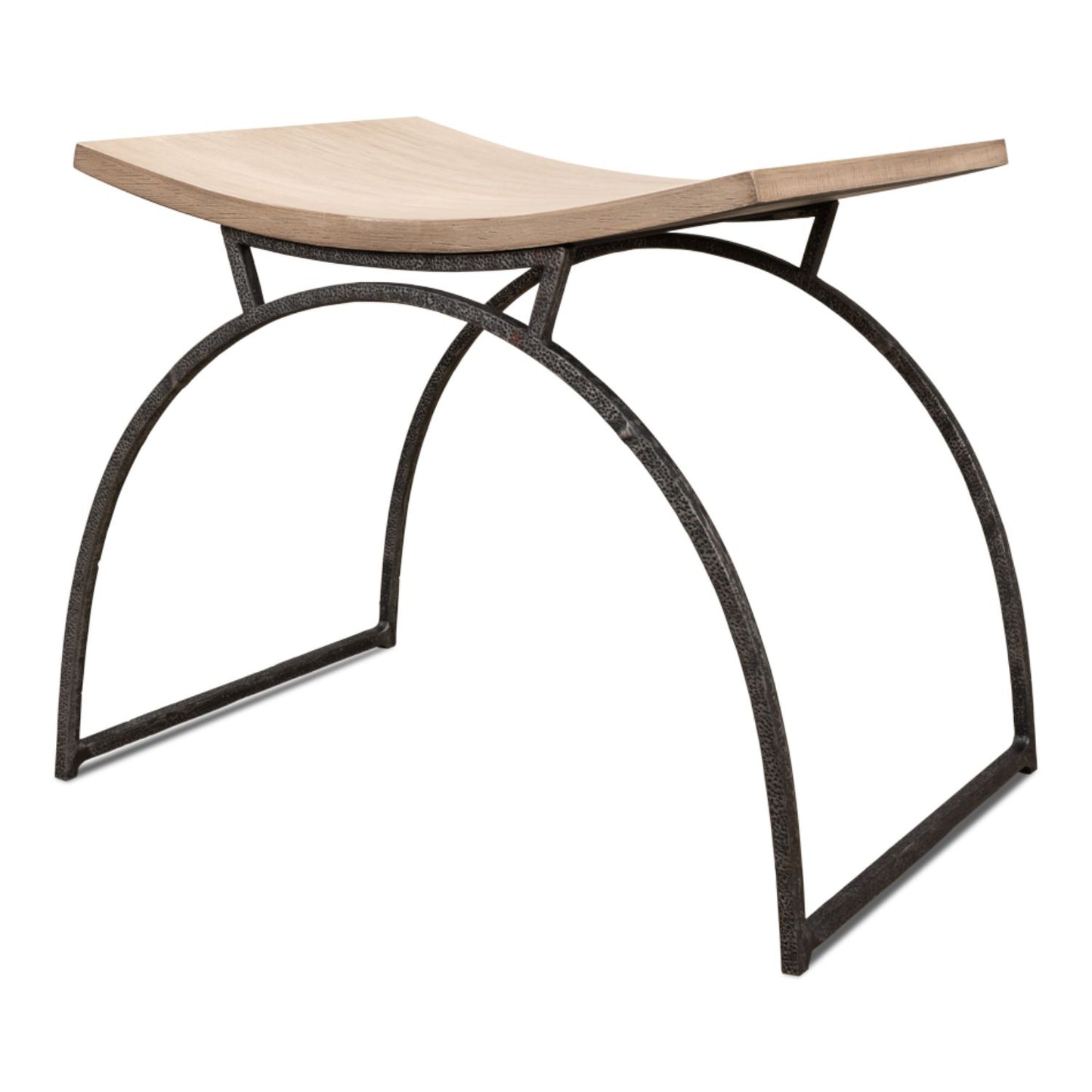 Britton Bench – Flaky Pine Finish with Hand-Forged Iron Legs