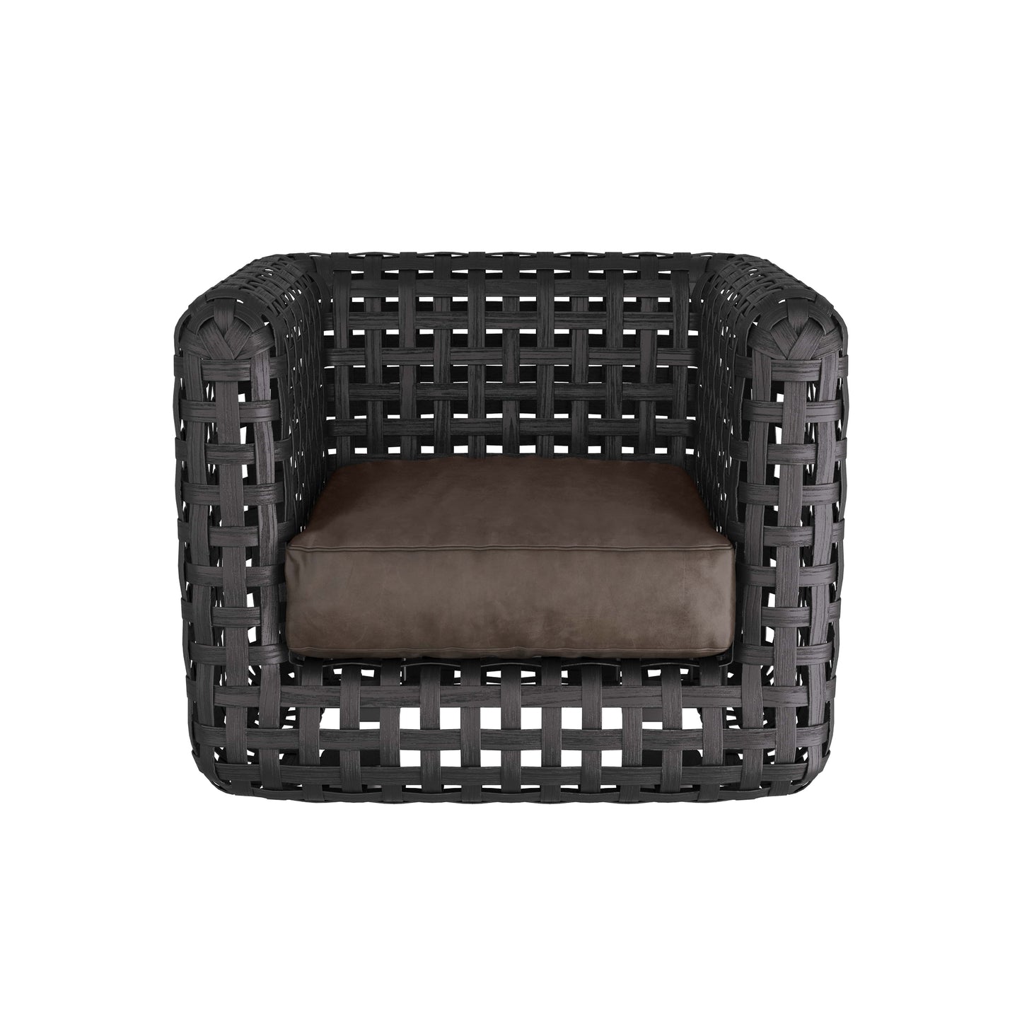 Templar Chair - Graphite Leather - Handcrafted Rattan Lounge Chair