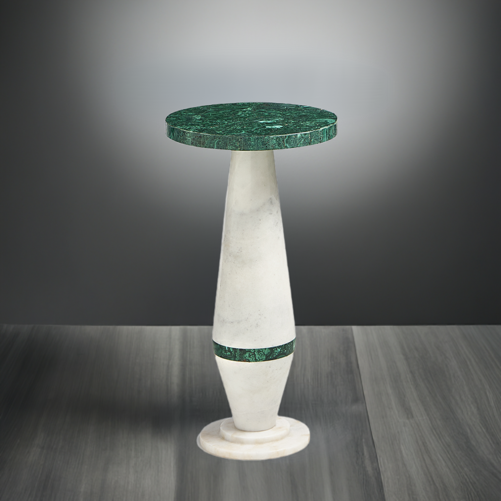 Maitland-Smith Malachite Martini Table with Marble Base