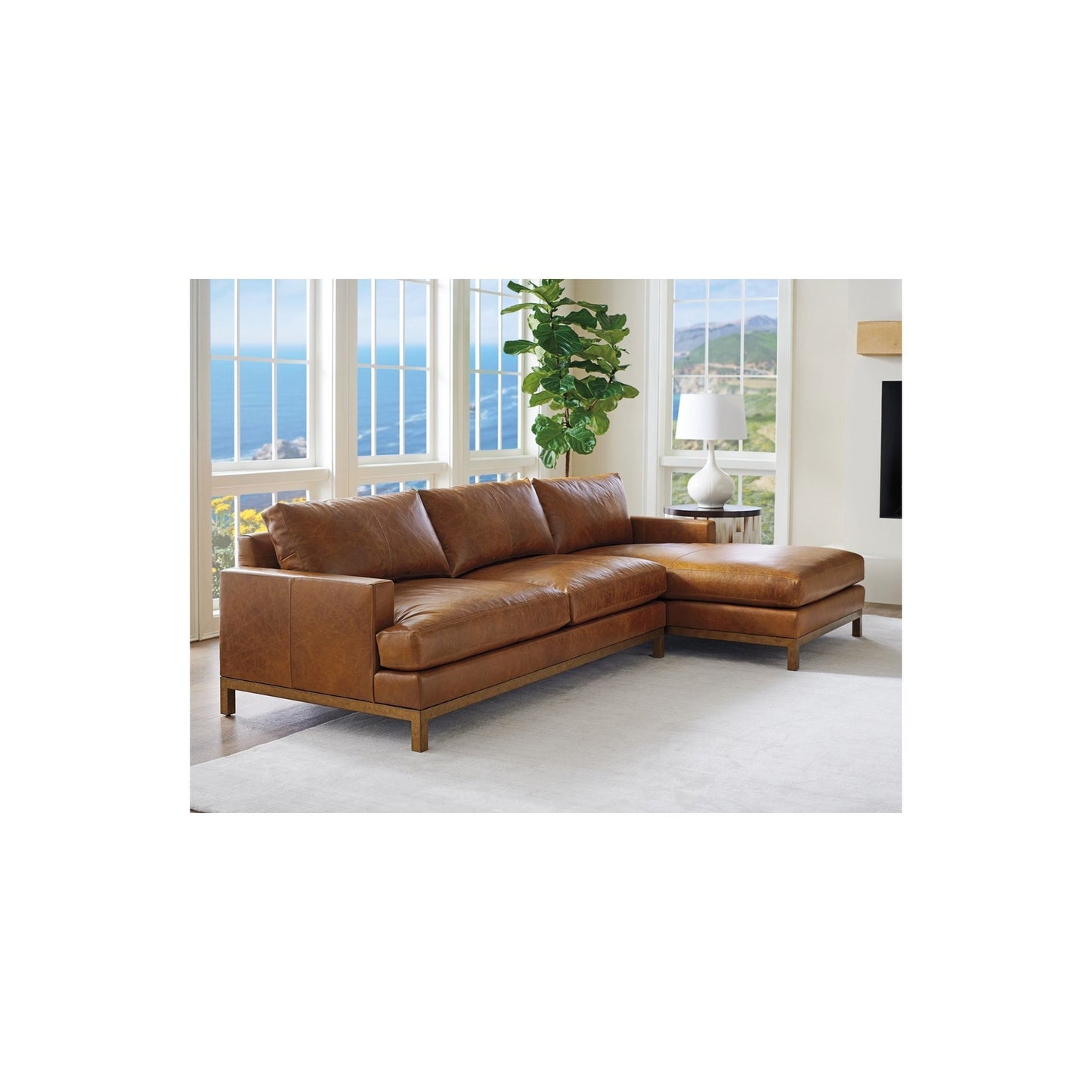 Leather LAF Sofa - Barclay Butera Horizon, 72” W - Modern Sectional