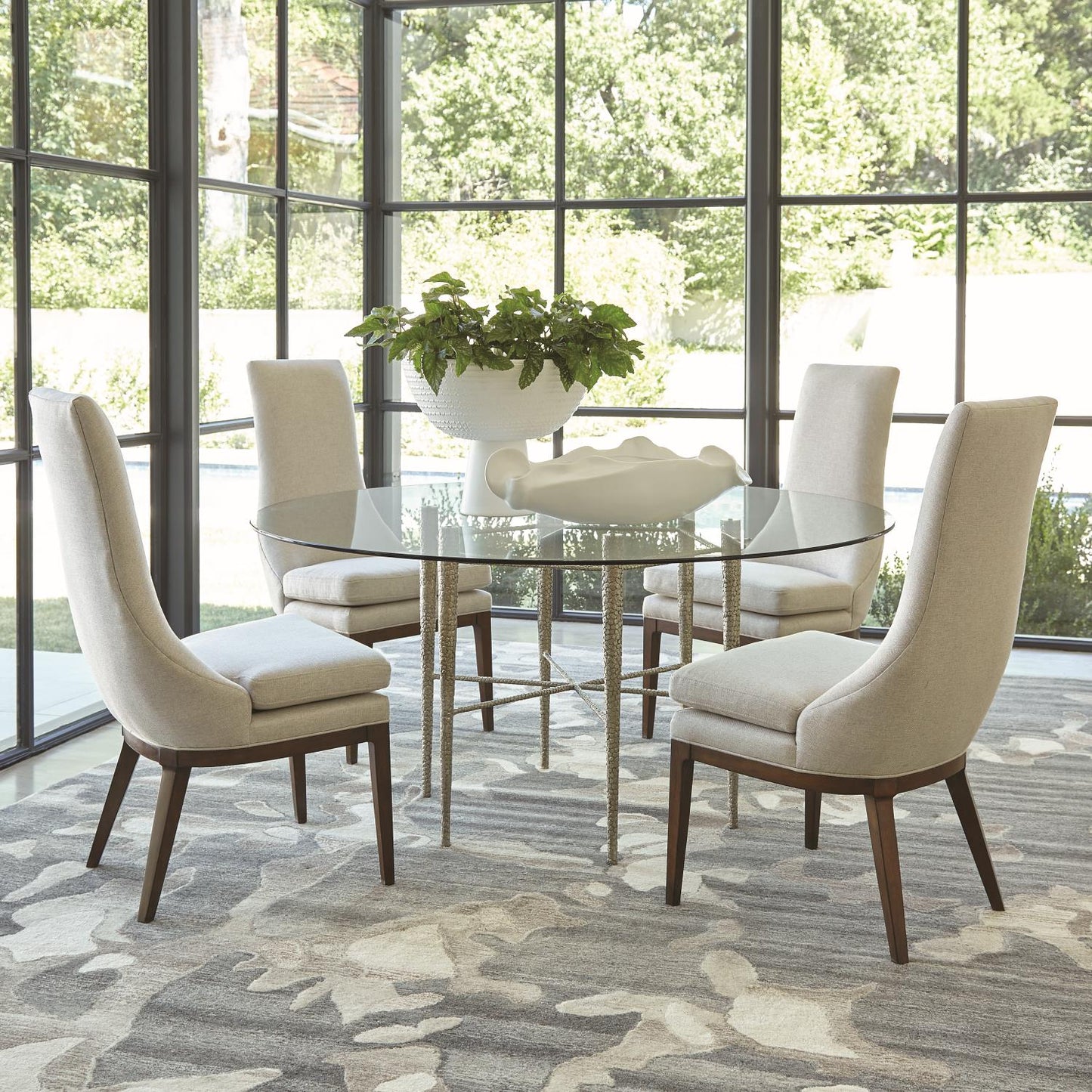HAMMERED DINING TABLE BASE-NICKEL PLATED