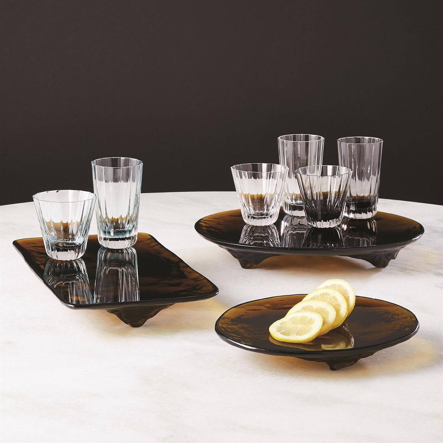 LIULI AMBER GLASS TRAYS