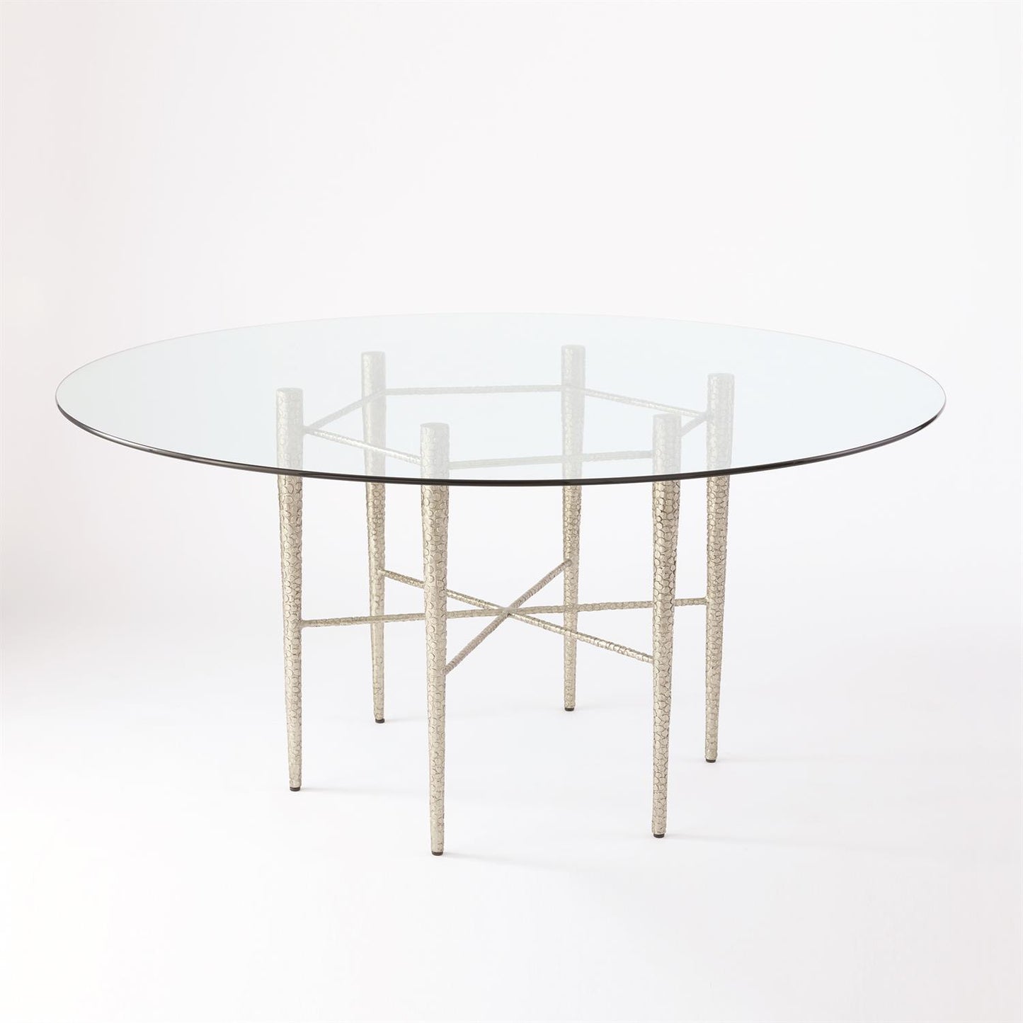 HAMMERED DINING TABLE BASE-NICKEL PLATED
