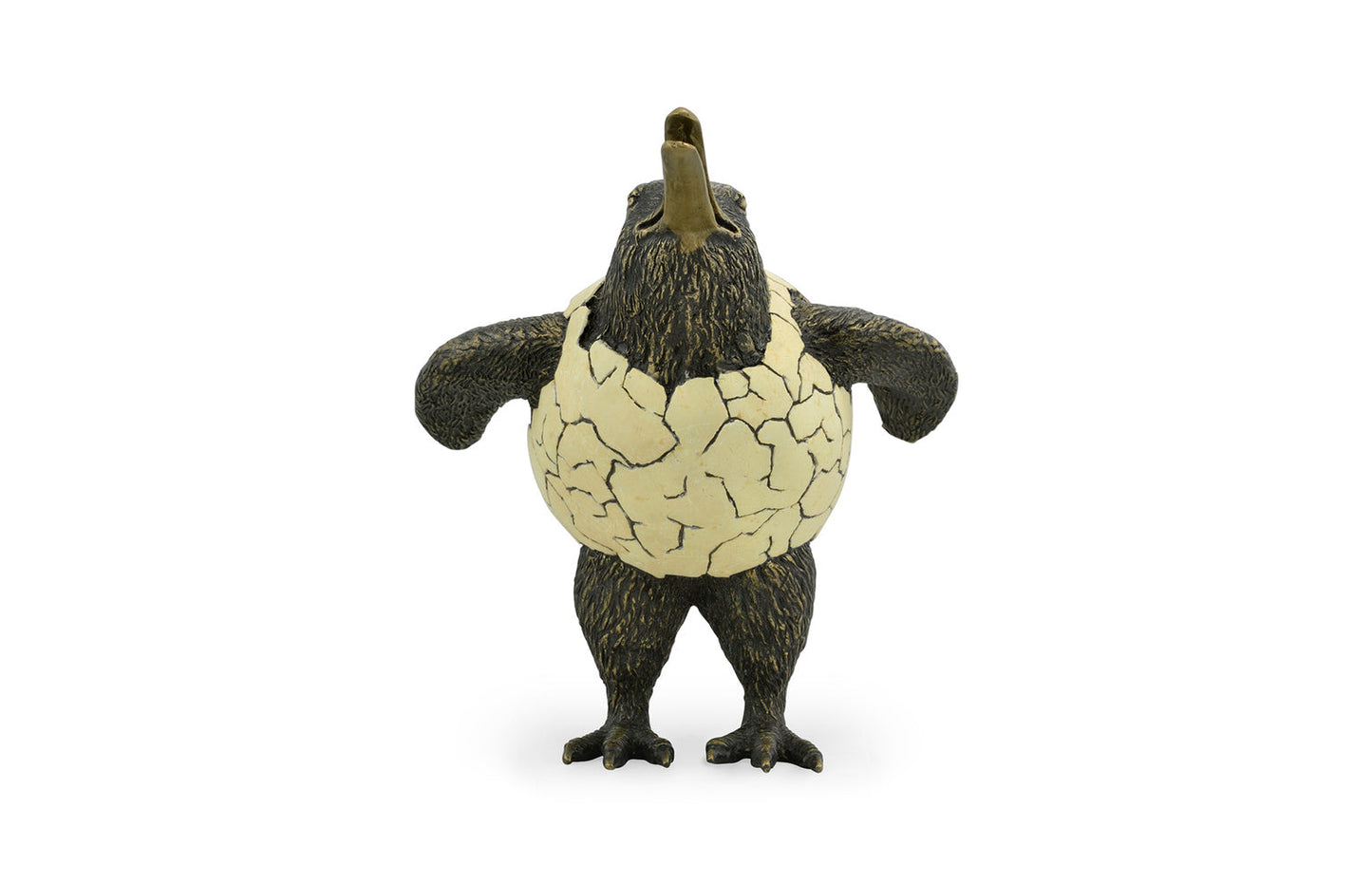 Antique Dark Bronze Kiwi in Broken Eggshell