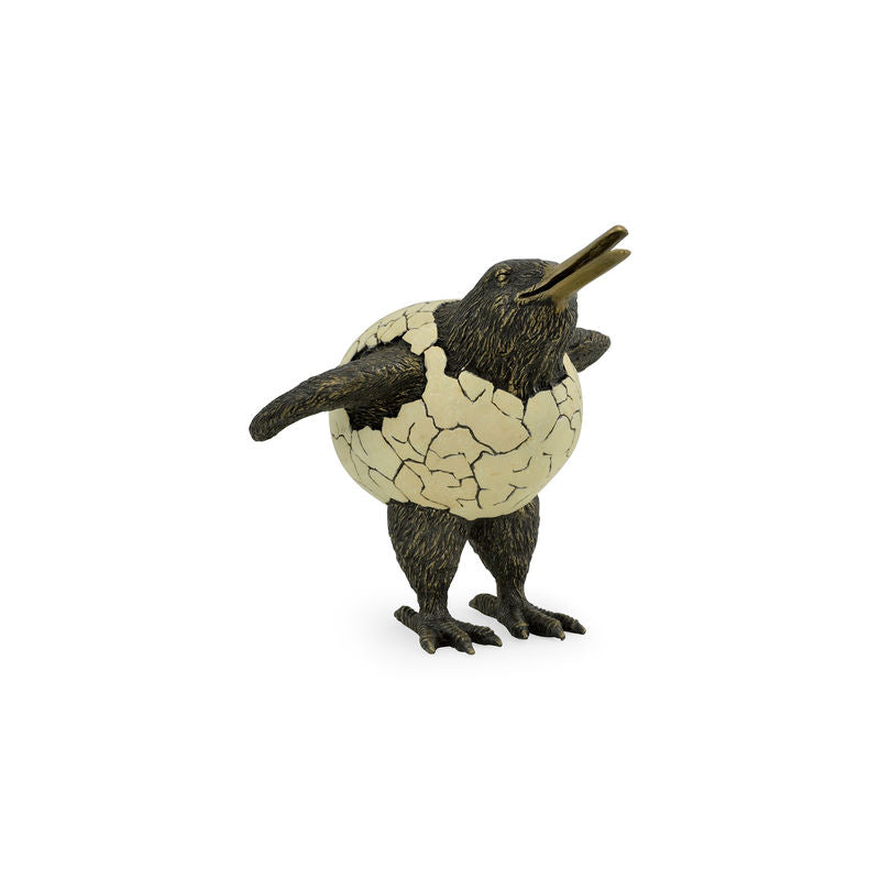 Antique Dark Bronze Kiwi in Broken Eggshell