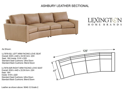 Lexington Silverado Ashbury Leather Sectional Sofa – Chocolate, Tan, Ivory - Spacious Modern Design