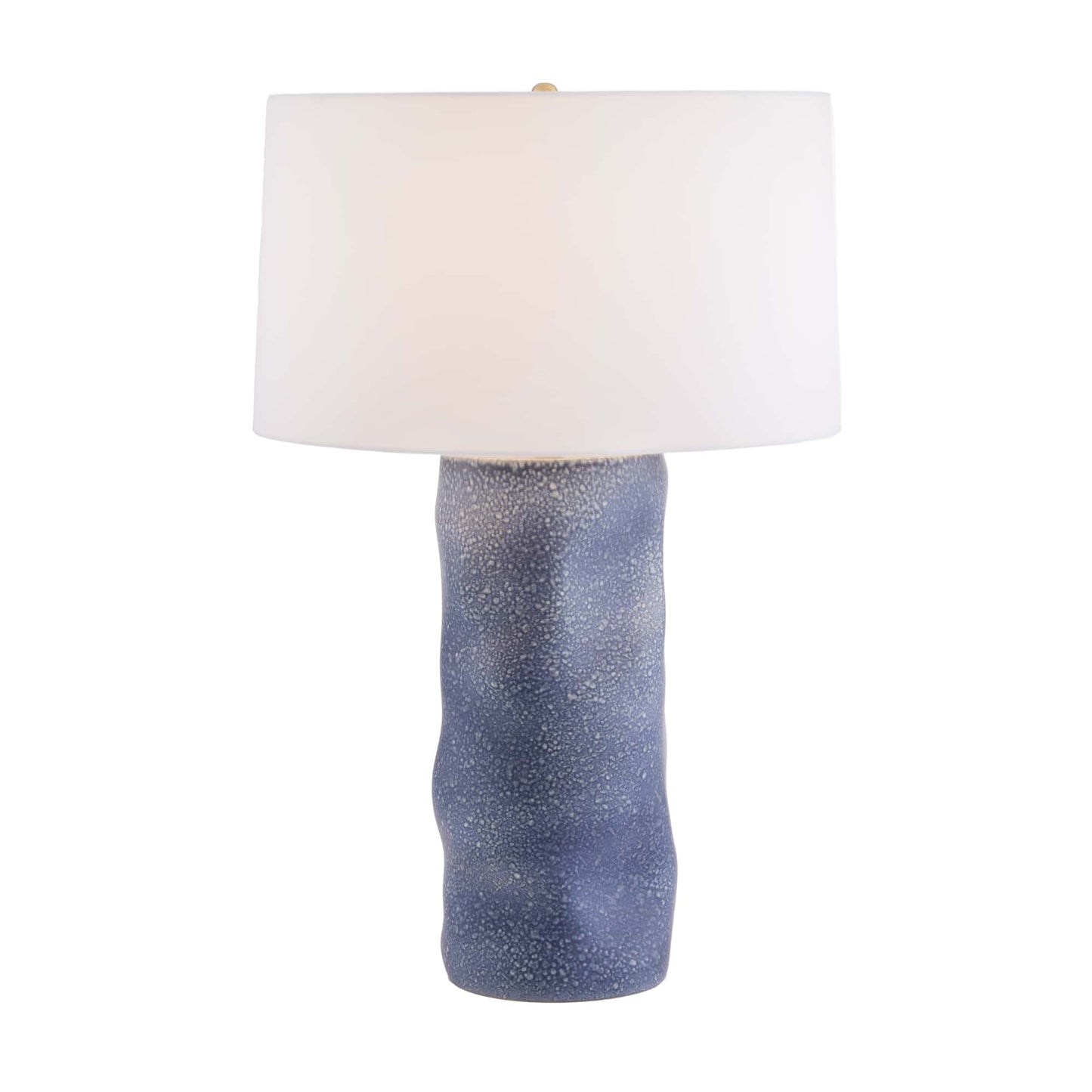 Seabrooke Lamp - Coastal-inspired Speckled Sapphire Porcelain Table Lamp with Antique Brass Accents
