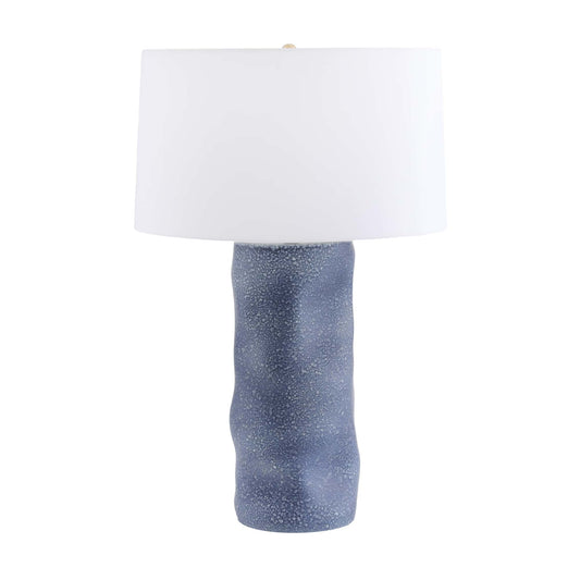Seabrooke Lamp - Coastal-inspired Speckled Sapphire Porcelain Table Lamp with Antique Brass Accents