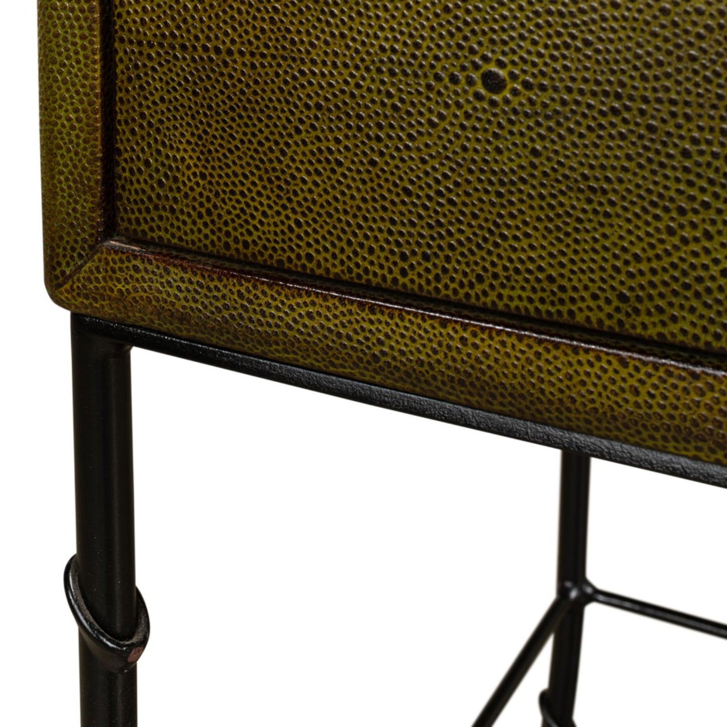 Gabriella Shagreen Side Table – Leaf Finish with Iron Base