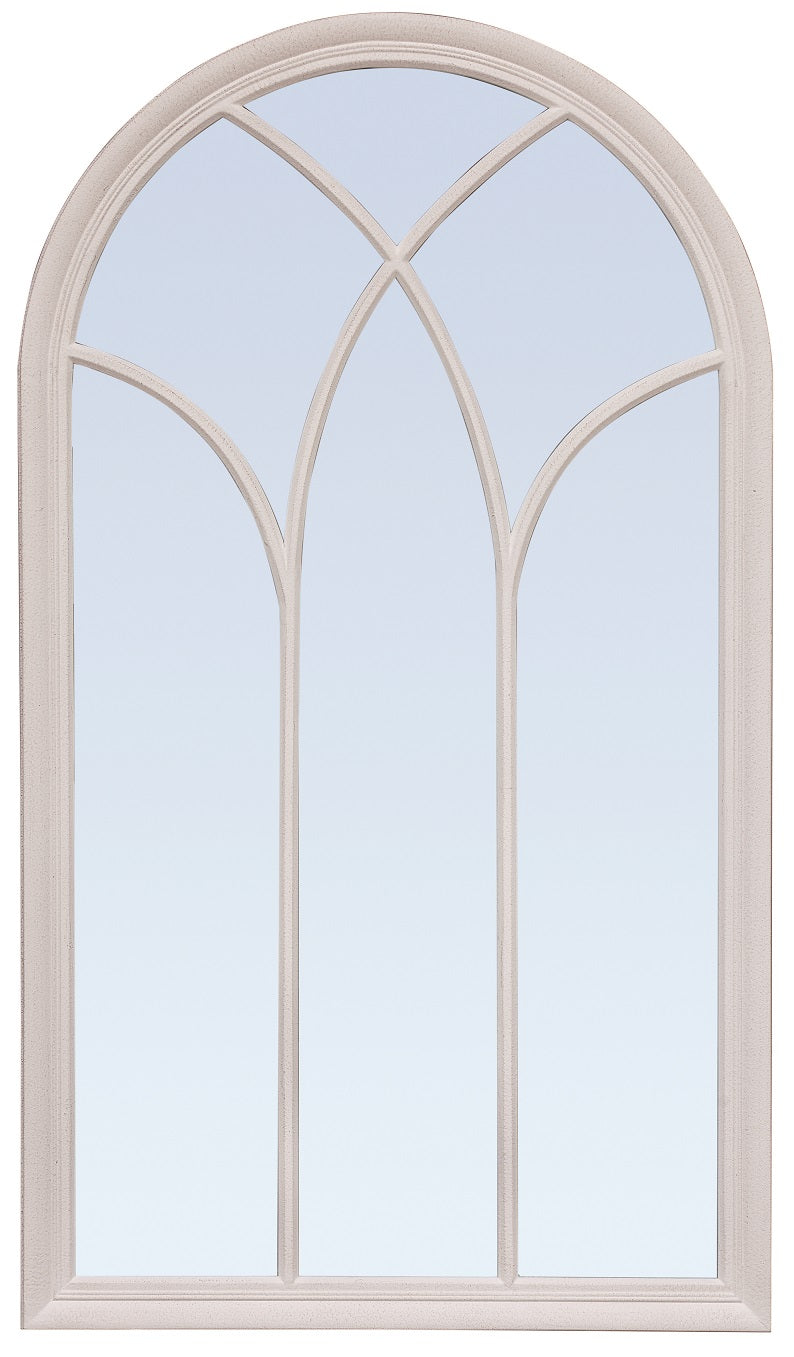 The Chapel Mirror - Serene Window Design with Silver White Wash Frame - Beveled