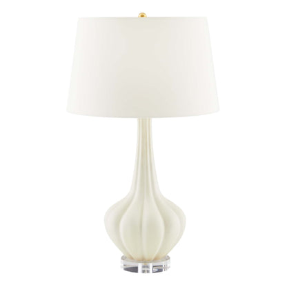 Pali Lamp - Matte Ivory Ceramic Table Lamp with Acrylic Base