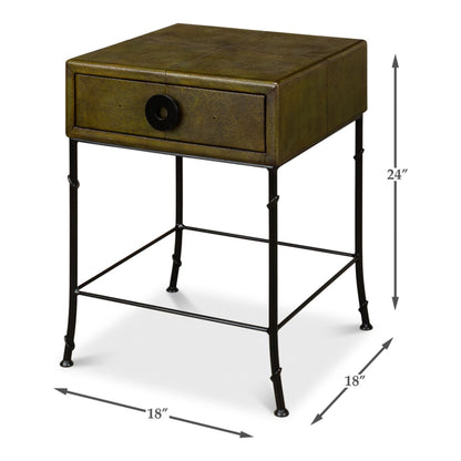 Gabriella Shagreen Side Table – Leaf Finish with Iron Base