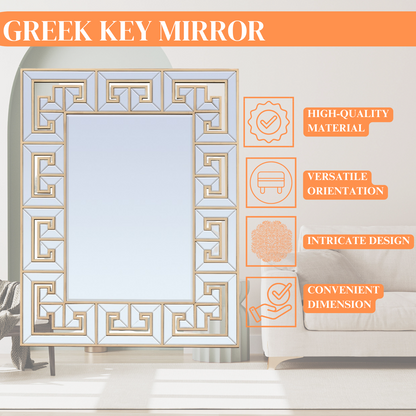 Greek Key Elegance - Modern Wall Mirror with Classic Greek Key Design for Timeless Home Decor