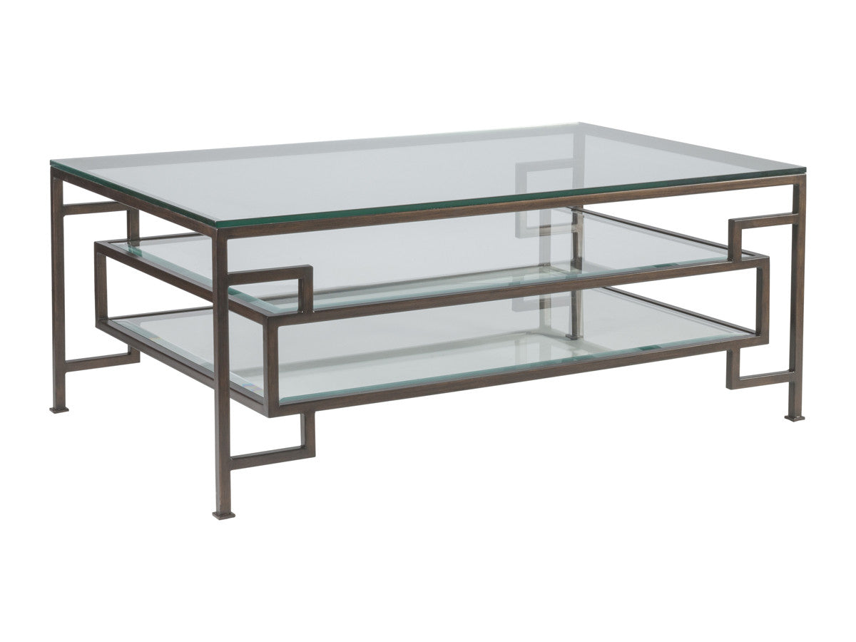 Suspension Rectangular Cocktail Table - Modern Tubular Steel Base with Glass Shelves by Artistica Home