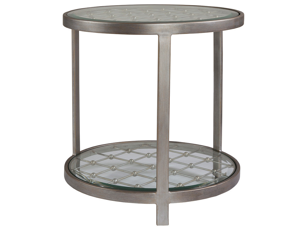 Royere Round End Table with Glass Top – St Laurent and Antique Copper Finishes