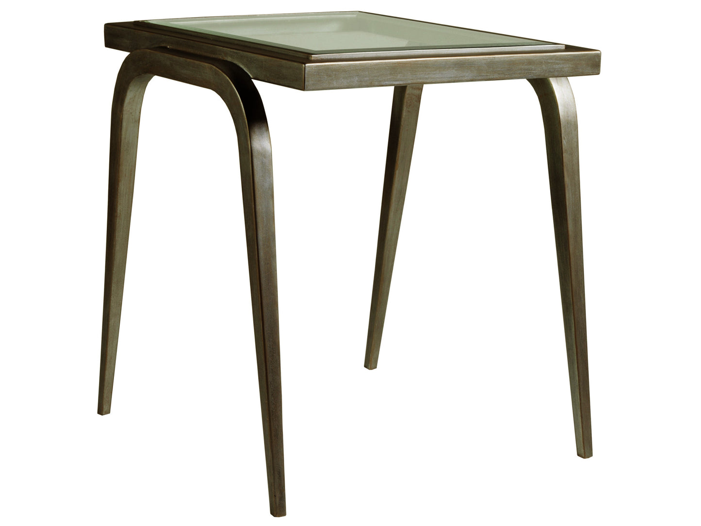 Hand-Forged Iron End Table with Glass Top - Artistica Home Mitchum Rectangular Table in Antique Copper Finish