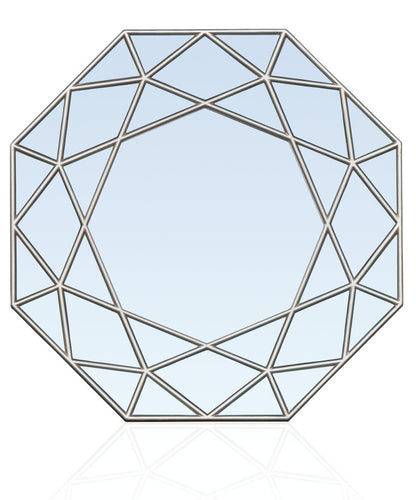 Silver Geometric Octagon Mirror - Modern Wall Decor with Sleek Geometric Design for Contemporary Spaces