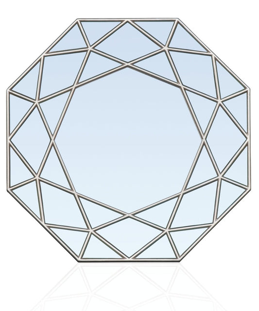 Silver Geometric Octagon Mirror - Modern Wall Decor with Sleek Geometric Design for Contemporary Spaces