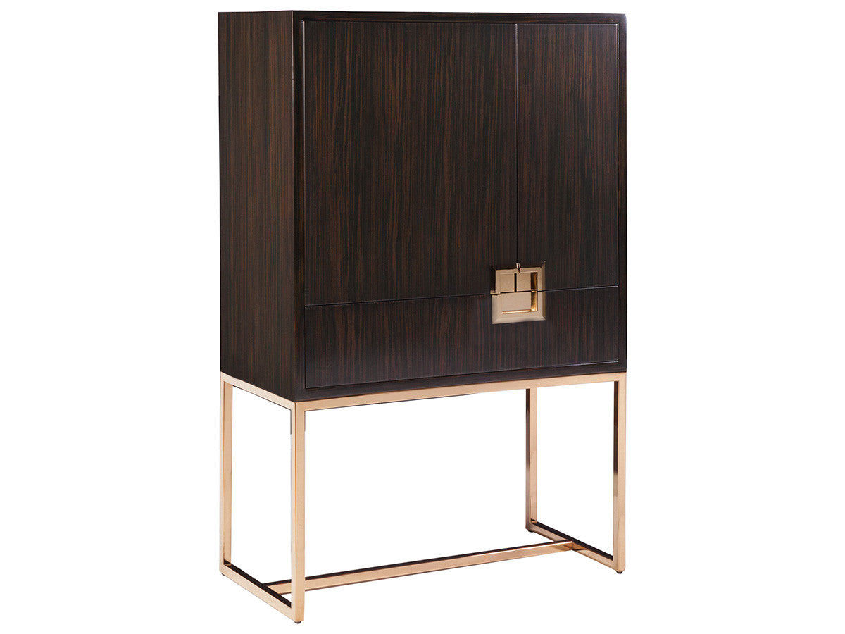 Casanova Bar Cabinet by Artistica Home – Signature Designs, Ebony Veneers with Brass Accents