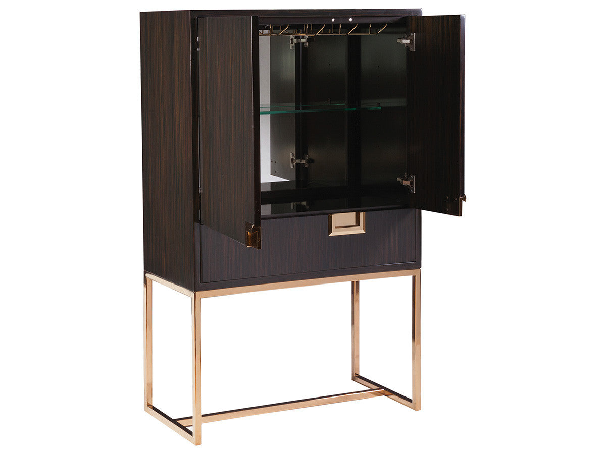 Casanova Bar Cabinet by Artistica Home – Signature Designs, Ebony Veneers with Brass Accents