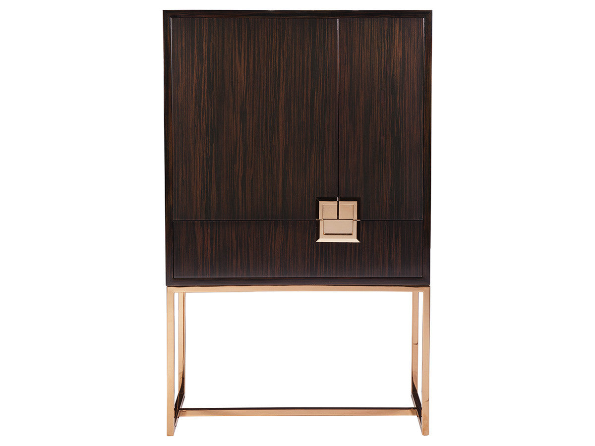 Casanova Bar Cabinet by Artistica Home – Signature Designs, Ebony Veneers with Brass Accents