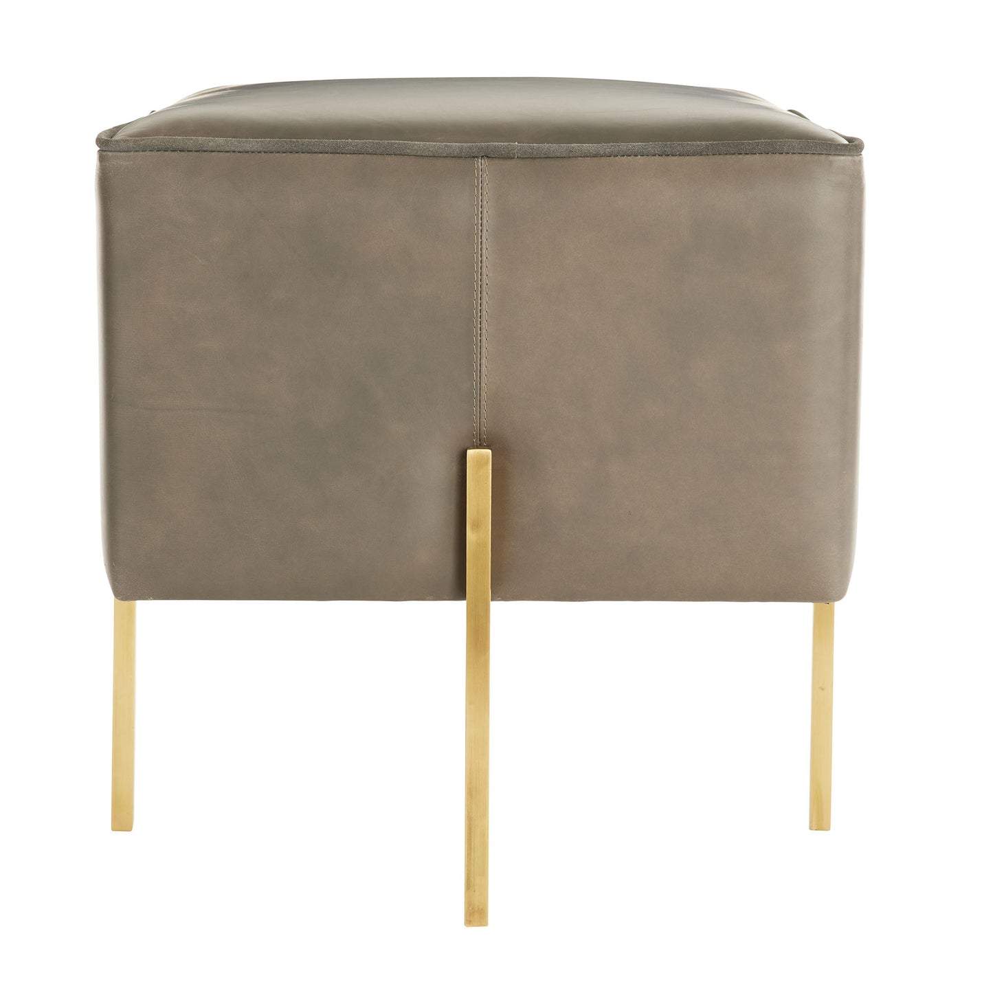 Kensington Stool - Morel Leather Seat with Antique Brass Iron Legs