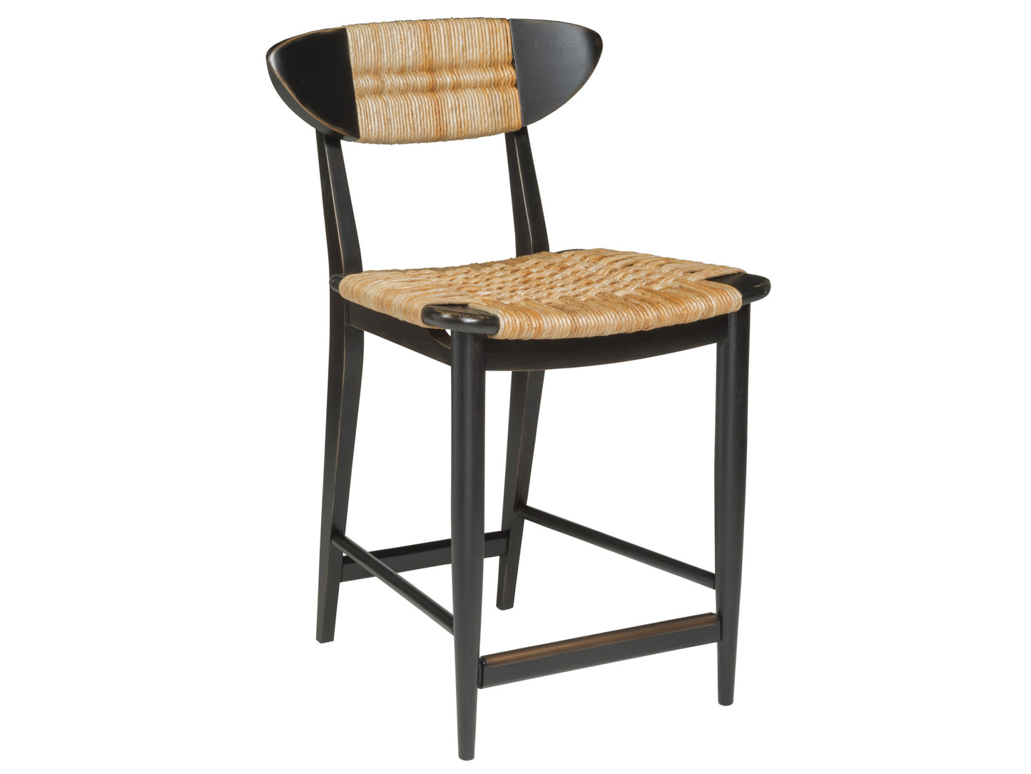 Signature Designs by Artistica Home Viggo Counter Stool – Mahogany Frame with Woven Abaca Seat and Antique Brass Accents