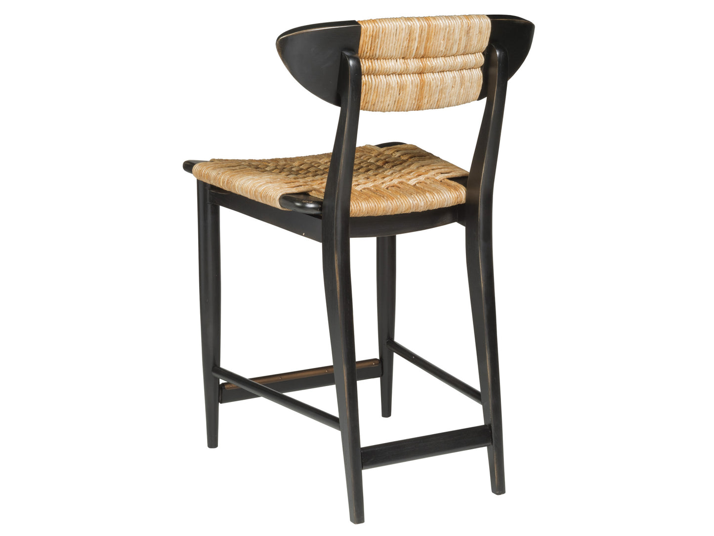 Signature Designs by Artistica Home Viggo Counter Stool – Mahogany Frame with Woven Abaca Seat and Antique Brass Accents