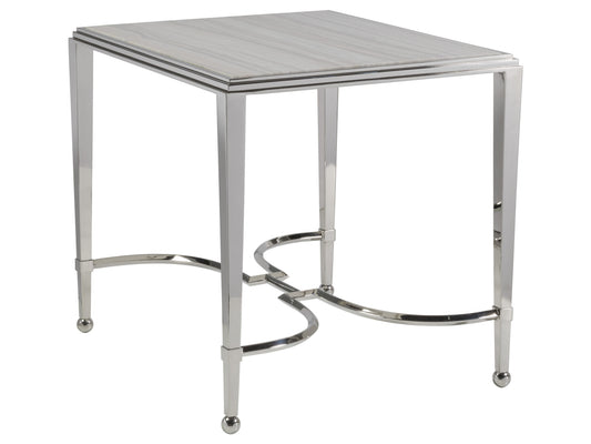 Signature Designs by Artistica Home Ss Sangiovese End Table, Polished Stainless Steel with Tapered Legs