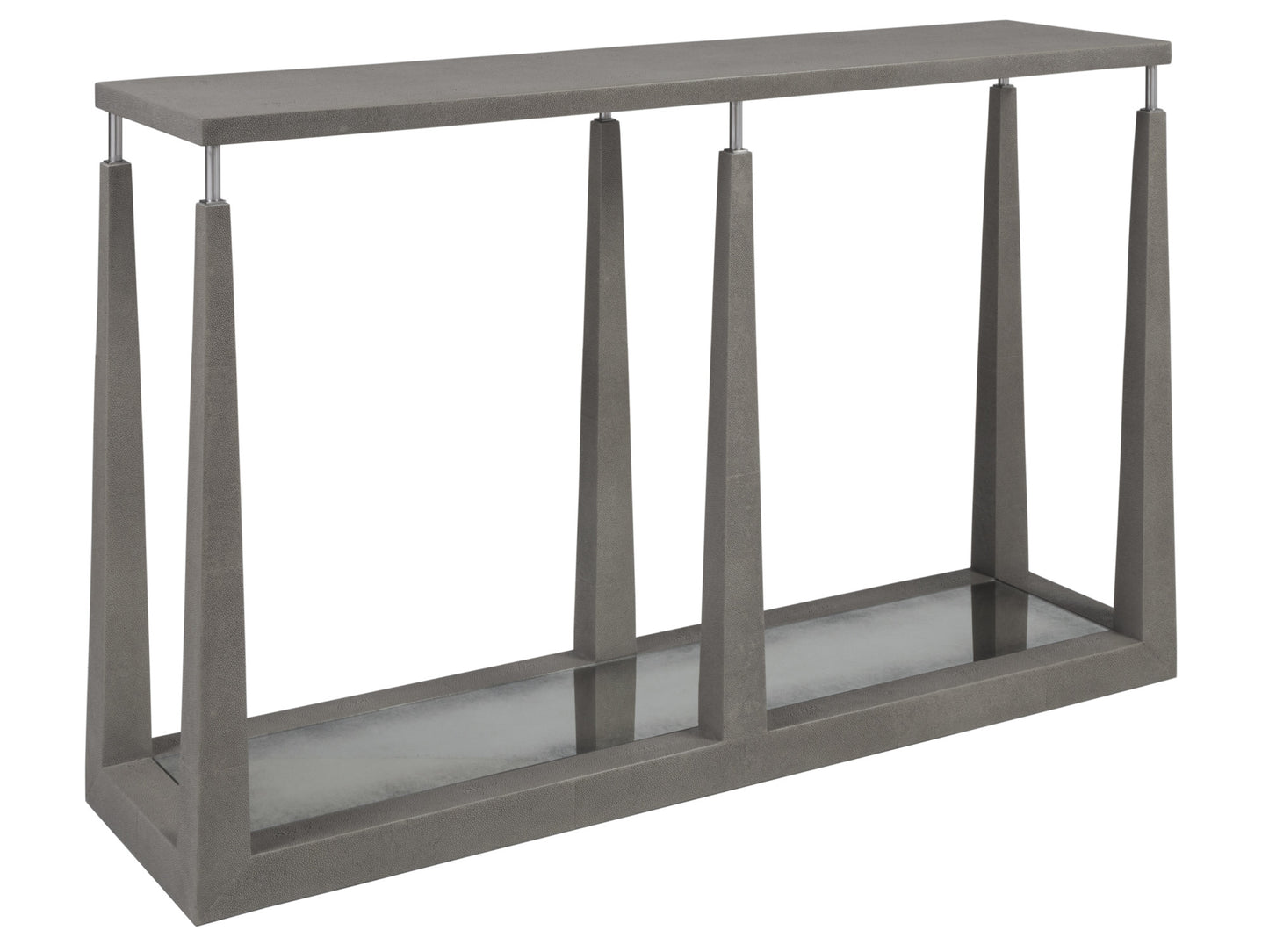 Artistica Home Ascension Console Table – Faux Shagreen, Antique Mirror, Stainless Steel Accents