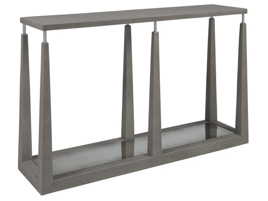 Artistica Home Ascension Console Table – Faux Shagreen, Antique Mirror, Stainless Steel Accents