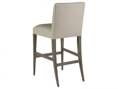 Madox Upholstered Low Back Barstool – Traditional Mahogany Barstool