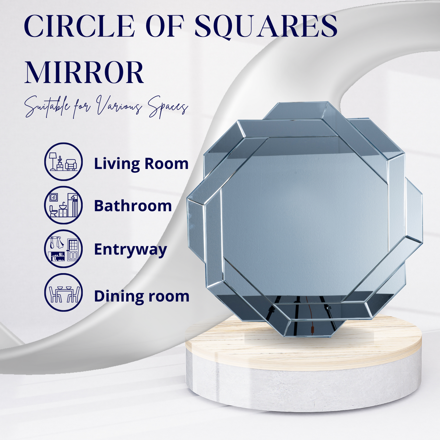 Circle of Squares Mirror - Bold Geometric Masterpiece with Hand -Mirrored Panes