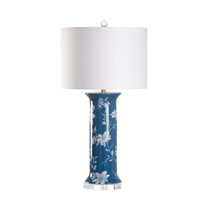 Chastity Lamp - Hand-Painted Blue and White Floral, Wildwood