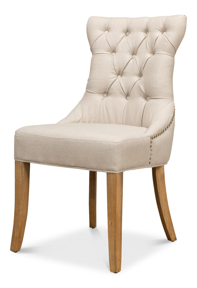 Sophie Side Chair – White Linen Upholstered Dining Chair