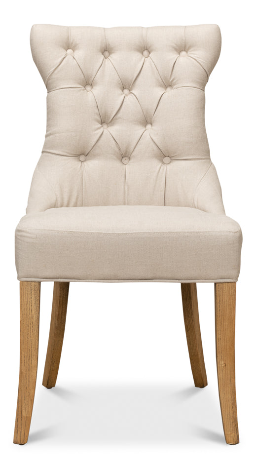 Sophie Side Chair – White Linen Upholstered Dining Chair