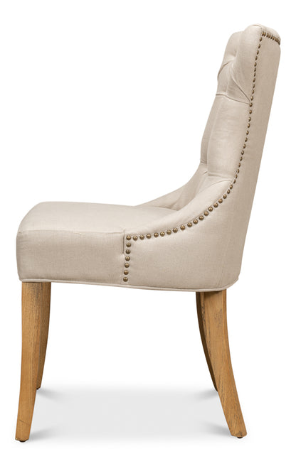 Sophie Side Chair – White Linen Upholstered Dining Chair