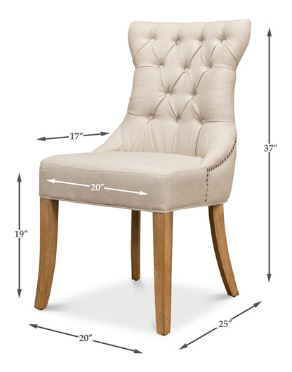 Sophie Side Chair – White Linen Upholstered Dining Chair