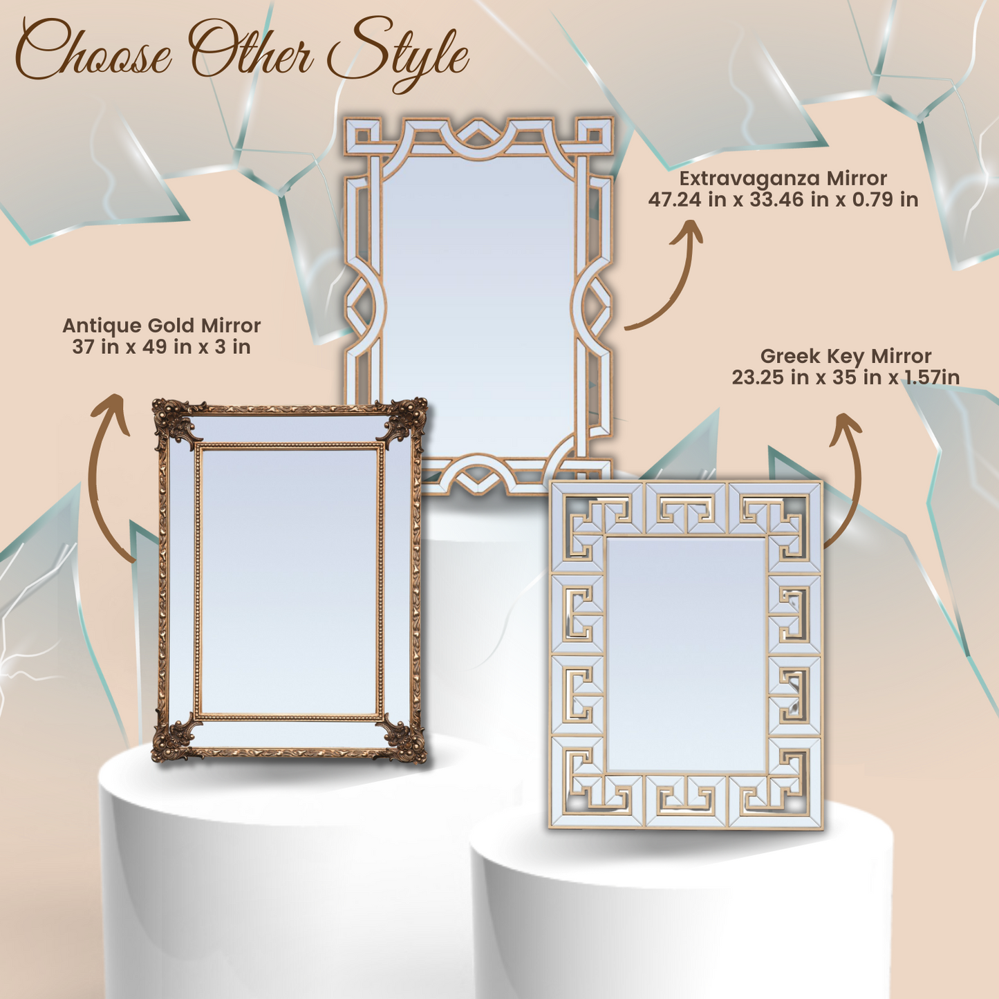 Extravaganza Mirror - Geometric Gold-Molded Elegance with Hand-Cut Panes