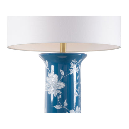 Chastity Lamp - Hand-Painted Blue and White Floral, Wildwood