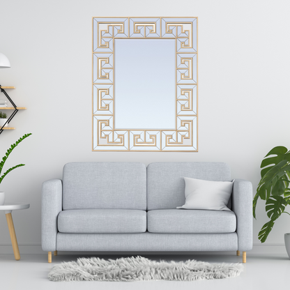 Greek Key Elegance - Modern Wall Mirror with Classic Greek Key Design for Timeless Home Decor