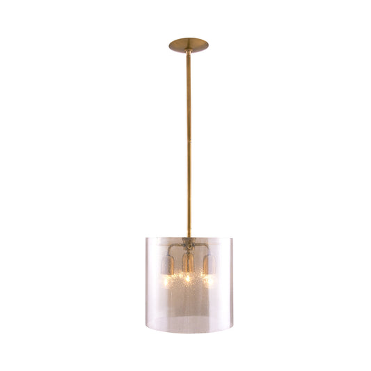 Milford Pendant - Contemporary Smoke Luster Seedy Glass Pendant with Antique Brass Iron