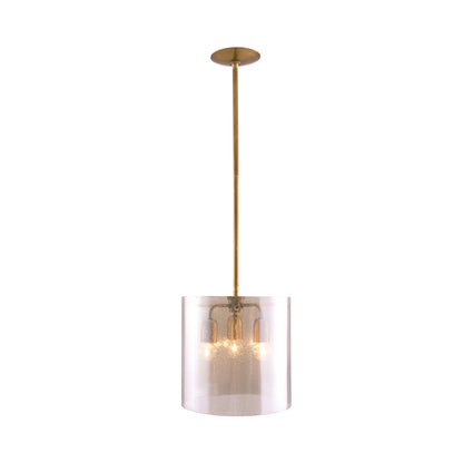 Milford Pendant - Contemporary Smoke Luster Seedy Glass Pendant with Antique Brass Iron