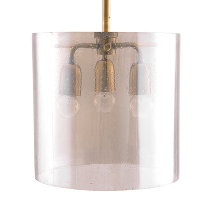 Milford Pendant - Contemporary Smoke Luster Seedy Glass Pendant with Antique Brass Iron