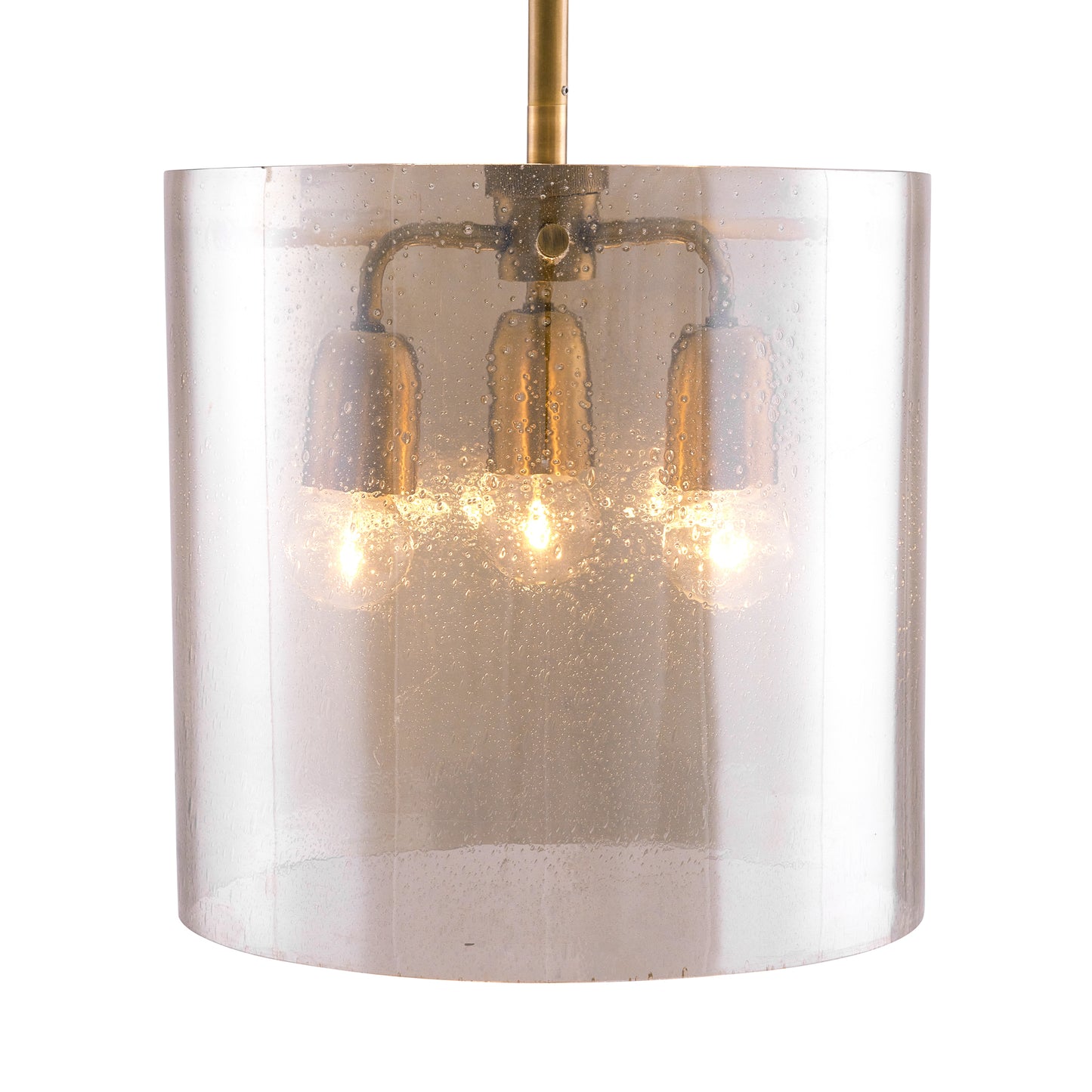 Milford Pendant - Contemporary Smoke Luster Seedy Glass Pendant with Antique Brass Iron