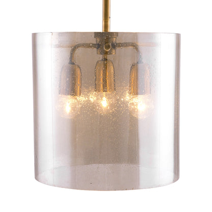 Milford Pendant - Contemporary Smoke Luster Seedy Glass Pendant with Antique Brass Iron