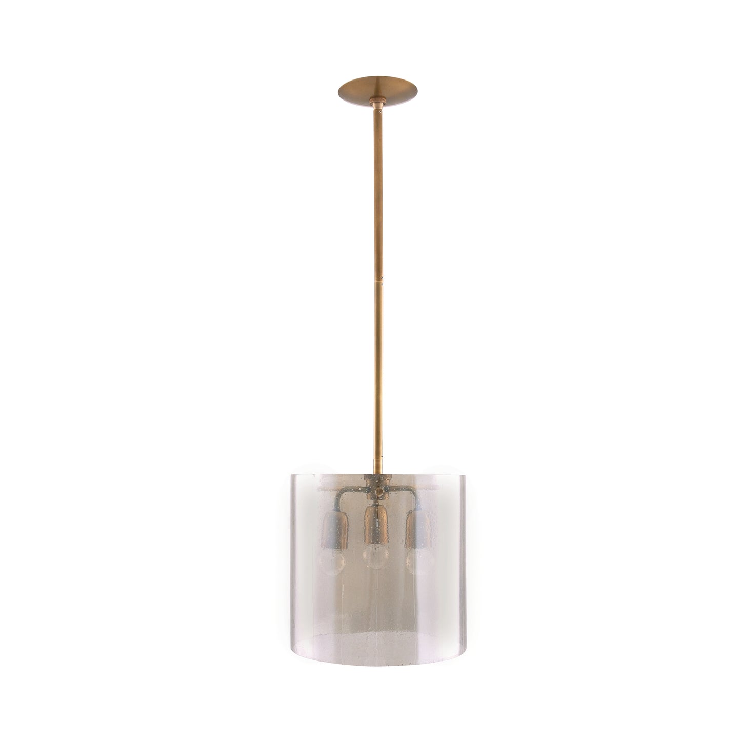 Milford Pendant - Contemporary Smoke Luster Seedy Glass Pendant with Antique Brass Iron