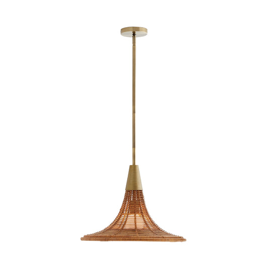 Natural Rattan Nicola Pendant - Elegant Lighting Fixture with Antique Brass Finish - Indoor Use Only