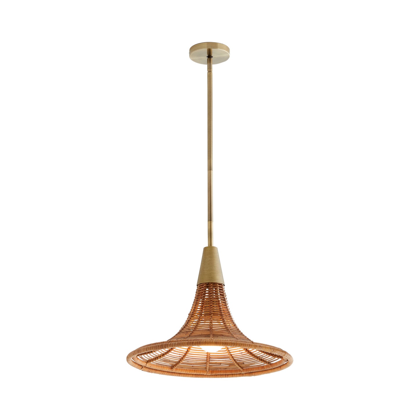 Natural Rattan Nicola Pendant - Elegant Lighting Fixture with Antique Brass Finish - Indoor Use Only