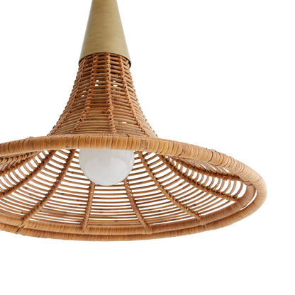 Natural Rattan Nicola Pendant - Elegant Lighting Fixture with Antique Brass Finish - Indoor Use Only